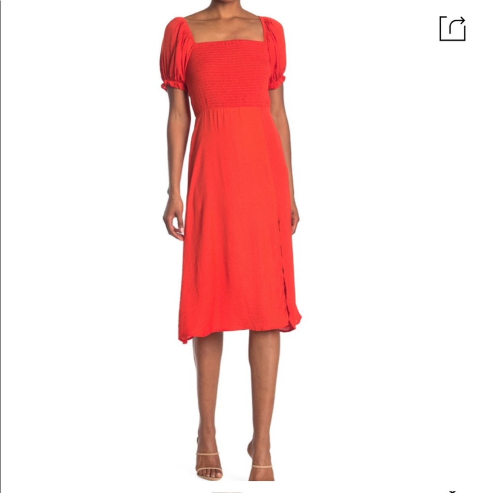NSR Red Puff Sleeve Dress